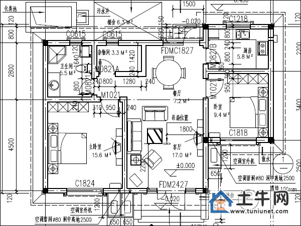 v1008农村一层自建房设计图纸