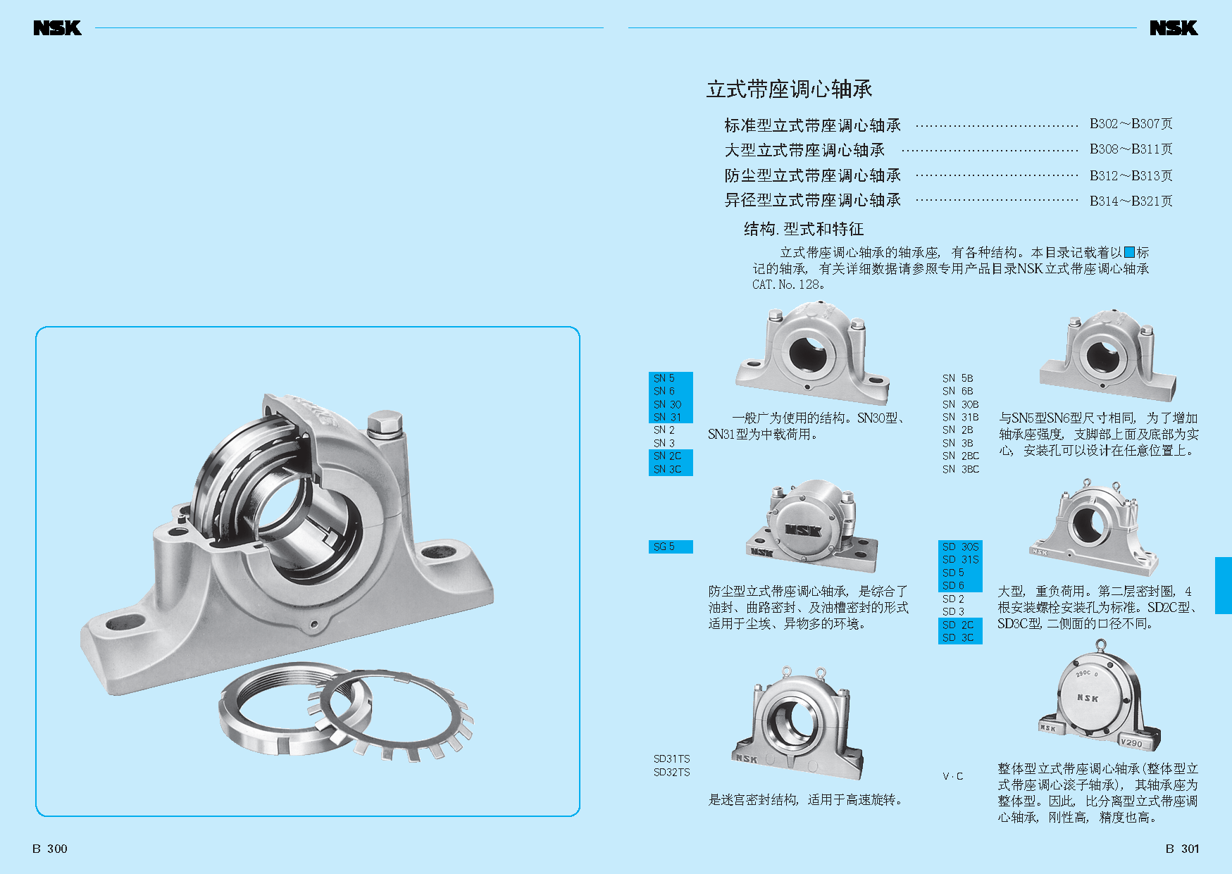 NSK防尘型立式带座调心轴承