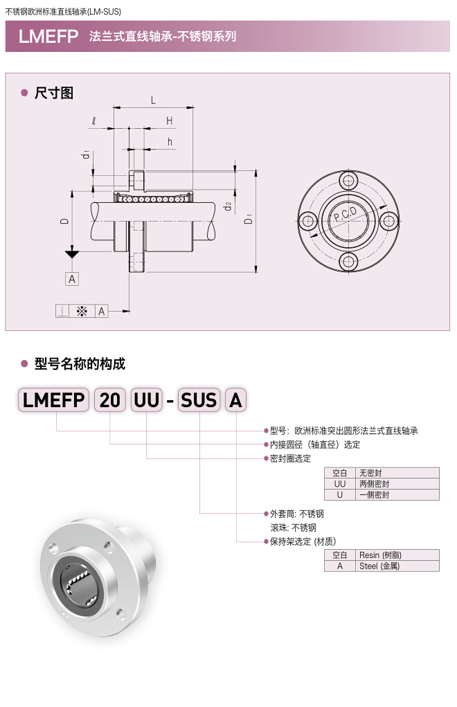 三益突出圆形法兰型直线轴承