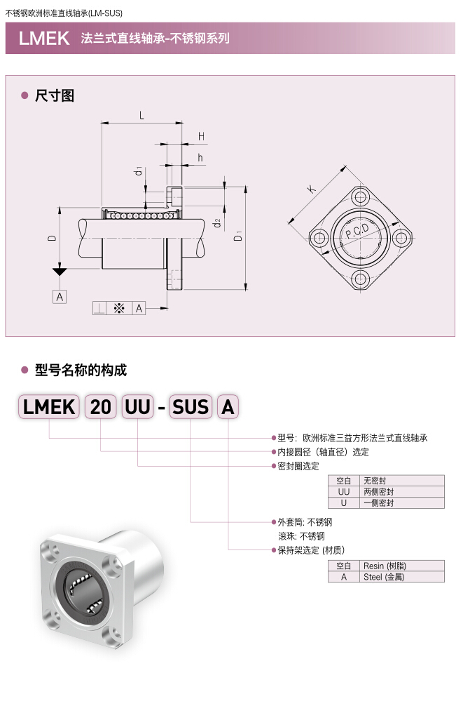 三益不锈钢方形法兰型直线轴承