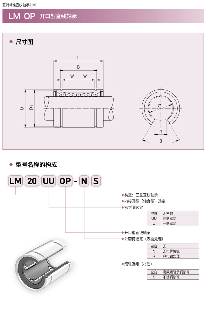 三益开口型直线轴承