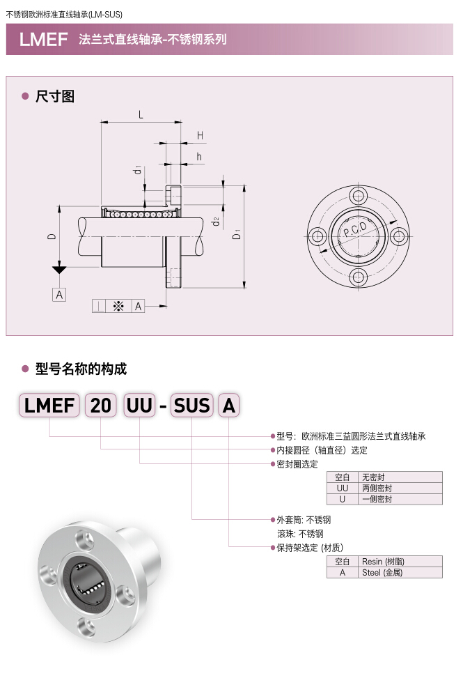 三益不锈钢圆形法兰式直线轴承