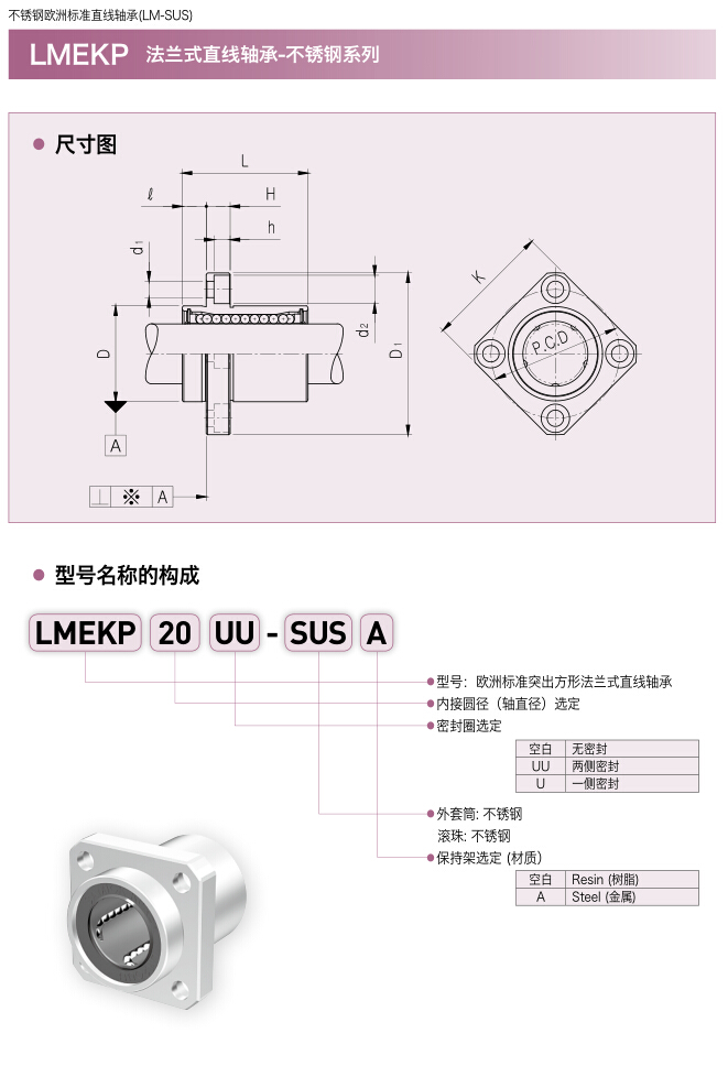 三益不锈钢突出方形法兰型直线轴承