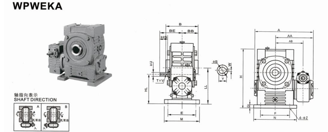 wpweka双级蜗轮蜗杆减速机