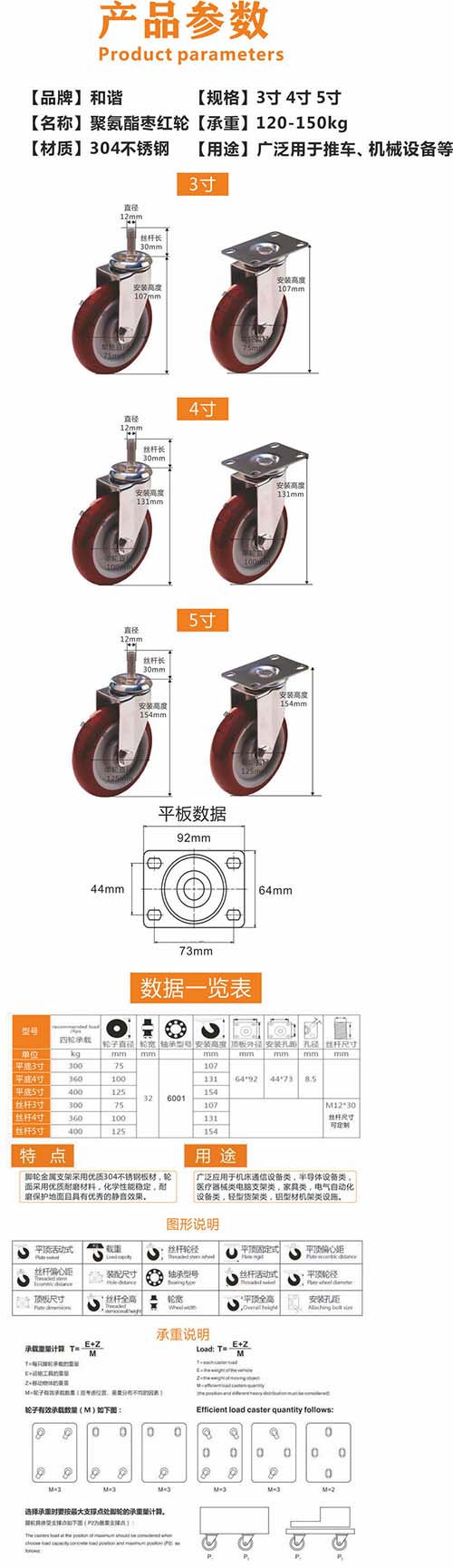 中型304不锈钢枣红轮