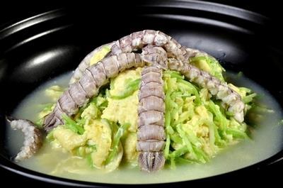 韭菜汆蝦虎肉