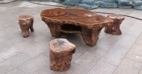 水泥仿木茶幾