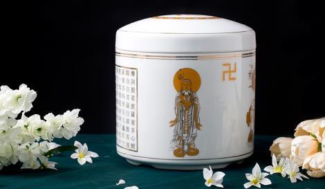 外貿(mào)出口陶瓷殯葬品骨灰盒 遷墳用品骨灰盒
