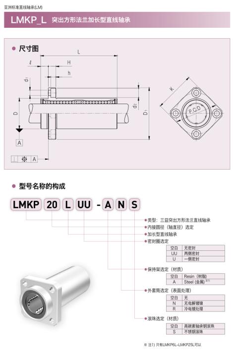 SAMICK突出方形法兰加长型直线轴承