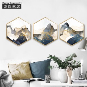 龍匠六邊形抽象玄關畫