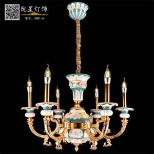 2018新品翠綠色雙層陶瓷吊燈奢華大氣餐